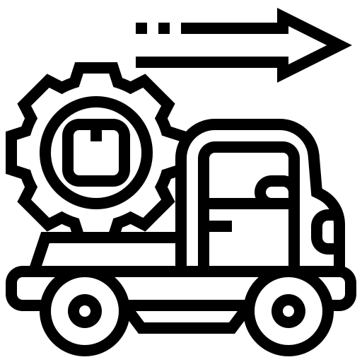 truck with gear and arrow icon
